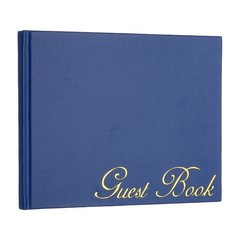 Elegant Guestbook, 9″x7″ PU Leather Wedding Guest Book, Blue