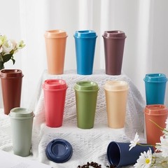 Pcs 16 oz Reusable Coffee Cups with Lids, Microwaveable 12 Morandi Colors