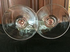 Pair Mega GIANT 40oz/16» Tall CHAMPAGNE Toasting FLUTES Clear Crystal/Pink Stem