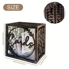 New CalmHome Dark Brown Wedding Card Box Rustic Window Gift Holder Reception