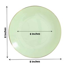SAGE GREEN 10 Glossy 8″ Round Plastic Salad PLATES Gold Rim Party Events