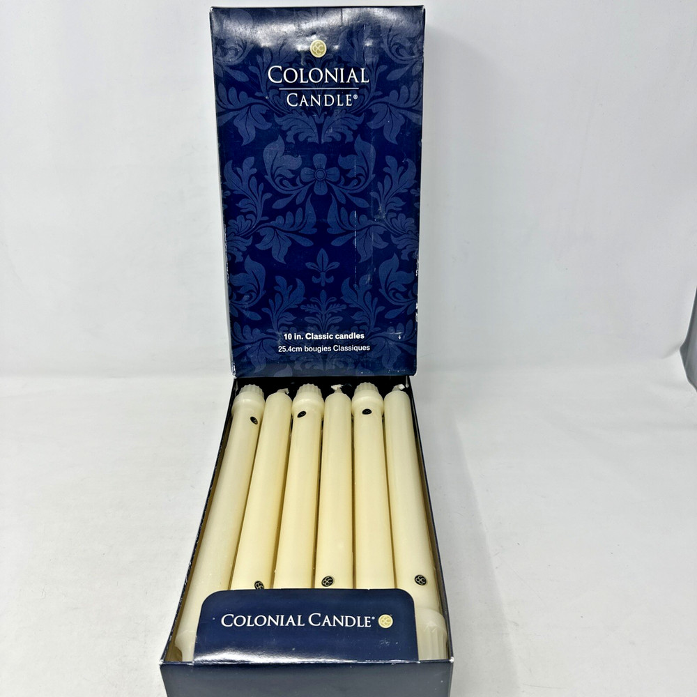 Colonial Candle Unscented Candles Classic Collection 372 Ivory Taper 10 In x 12