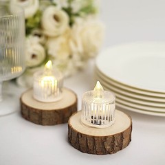 CLEAR 12 Flameless 2″ Battery Operated LED Tealight CANDLES Column Design Party