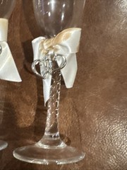 Wilton Toasting Glasses Silver Tone Hearts Flute Style 6 Ounces Set Of 2