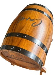 Wedding Card Wood Barrel Gift Card Box On Wooden Stand, Slotted Lid 11″