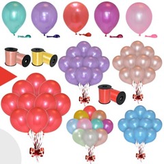 25-100 PEARL Metallic Helium Air Quality Party Birthday Wedding Balloons Ribbons