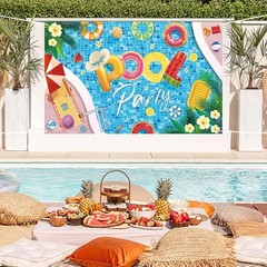 Pool Party Banner Backdrop, Pool Party Decorations, Summer Party Birthday Dec…