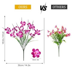 6 PCS Artificial Orchids Flowers,Fake Faux Flowers UV Resistant 6PCS Fuchsia