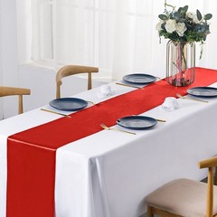 SiinvdaBZX 12 Pcs Red Satin Table Runner 12 x 108 inches Long, Bright Smooth …