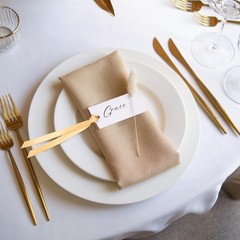 50 PCS Name Place Cards Table Setting Blank Satin Ribbon 1.57×3.54 Inch Gold