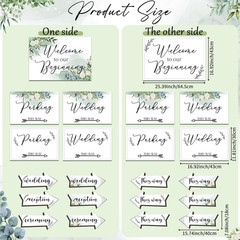 11 Pcs Wedding Direction Signs with Stakes, Wedding Welcome Signs Arrow Shaped W