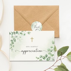 25 Pcs Funeral Thank You Cards with Envelopes, Bulk 4×6 Sympathy Card Water