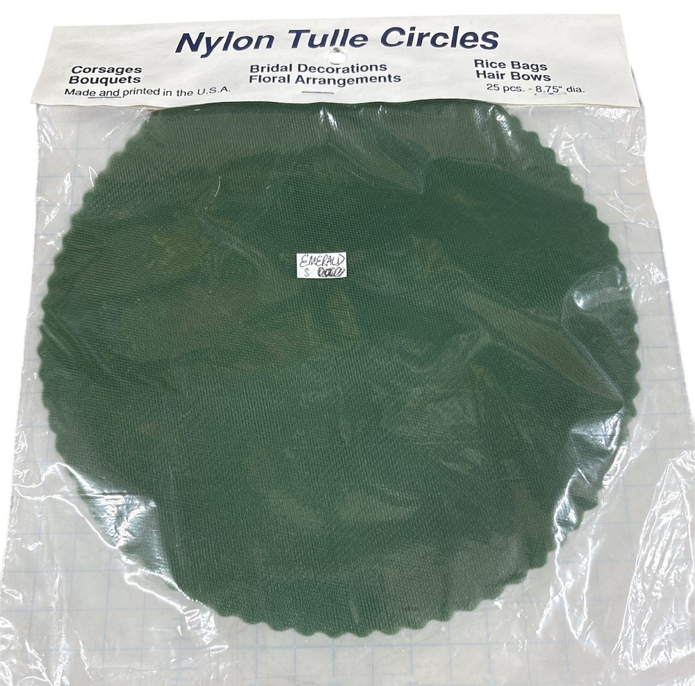 100 pcs 9″ Scalloped Nylon Tulle CIRCLES for Wedding Baby Party Favors Emerald