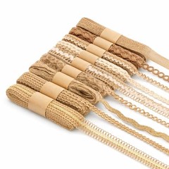 9 Rolls Burlap Lace Ribbon – Natural Jute Ribbon Boho Ribbons Rustic Ribbons