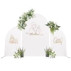 Set Of 2 White Metal Wedding Arch Stands Carbon Steel Backdrop 1.4m