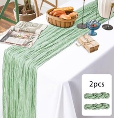 2 Pcs 13FT Sage Green Cheesecloth Table sage green cheesecloth table runner