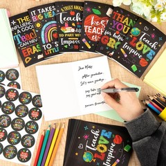 24 Pcs Thank You Cards for Teacher with Envelopes and Stickers Chalkboard App…