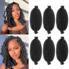 Springy Afro Twist Hair 6 Packs Marley Twist 10 Inch (Pack of 6) 1B# (Black#)