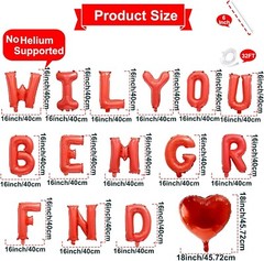 16″ Red ‘Will You Be My Girlfriend’ Balloons with Heart Foil for Romance