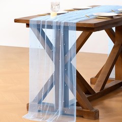 Socomi Pearl Table Runner Tulle Blue Summer Cheesecloth 10FT 10ft X 1pc,