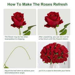 19.6″ Artificial Flowers Roses Touch Fake Rose Bouquet Flower Stem 50 Red 50pcs