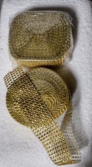 20 Yards Rhinestone Ribbon 2 Rolls Diamond Ribbon for Crafts, Cake, Gold, 8 Row