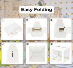 White Gift Card Box with Clear Window, Elegant Holder for Wedding Birthday