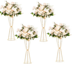 Gold Vases Centerpieces for Wedding Geometric Metal Flower Stand for Tables Bulk