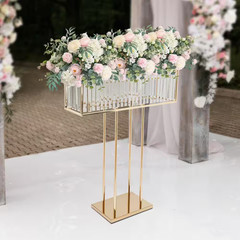 27 In. X 35 In. Gold Modern Rectangular Iron Acrylic Wedding Party Birthday Deco