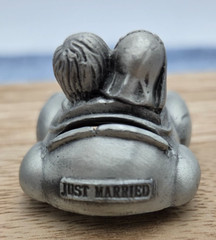 Vintage Pewter Bride & Groom Car Place Card Holder Wedding Table Decor Single