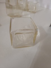 VTG Set Of 6 Glass Square Candle 2.5″ Amber Tint Clear MCM Glasses Bar Raw Edge