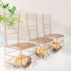 25 CLEAR GOLD Plastic FAVOR BOXES Chair Shaped Gift Holders Party Decorations