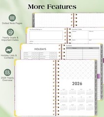 2026 Planner, Hardcover Weekly and Monthly Planner, January A5 Purple Marble