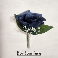 Navy Blue Ivory Rose Sola Wood Bridal Wedding Bouquet Accessories