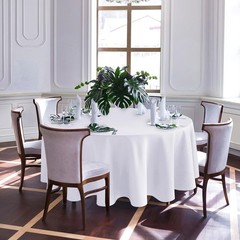 Biscaynebay Textured Fabric Round Tablecloths 108″, White Water Resistant Tab…