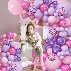 Purple and Pink Balloons – 50Pcs 12“ Metallic Confetti Latex Purple Pink