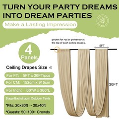Party Village 4 Panels 5ftx30ft Champagne 60″W x 360″L (Pack of 4),