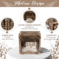 Brown Wooden Wedding Card Box Window Decorations Reception Money Gift Box