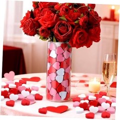 80 Pieces Valentines Day Foam Heart Vase Fillers Valentine Heart Decor Pink