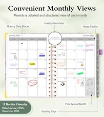 2026 Planner, Hardcover Weekly and Monthly Planner, January A5 Purple Marble