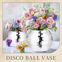 Disco Ball Vases – 4 Pcs Silver Mirror Centerpieces for Weddings & Parties