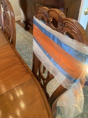 Chair Sash Ensembles Cream, Blue & Orange, Variety -Check details, Pre-tied