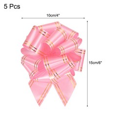 5pcs 4″ Large Pull Bow Metallic Pink Gift Wrapping Bows with Gold Edge