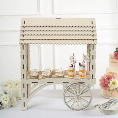 5 in Natural Laser Cut Mini Candy Cart Wooden CUPCAKE Dessert STAND Party Events