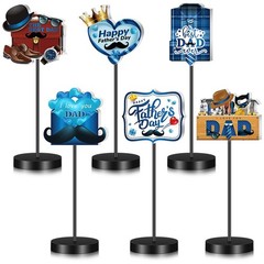 6 Pcs Happy Father’s Day Wooden Table Centerpiece Decor – Best Dad Signs for Hom