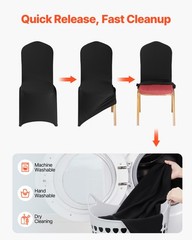 VEVOR 150PCS Black Stretch Spandex Folding Chair Covers for Wedding Party Dining