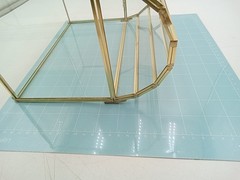 Glass Card Box Gold Trim Treasure Chest Shape with Card Slot