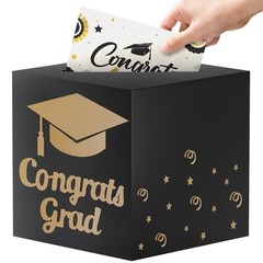 Graduation Card Box 9 Inch Congrats Grad Foldable Money Box Black 2025