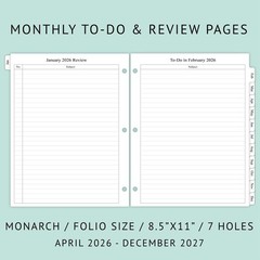 newestor 2026-2027 Monthly Planner Refill for 3 Ring Binder, Jun 2026 – Dec 2…