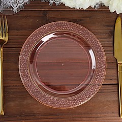 30 BLUSH 7.5″ Round Salad PLATES Hammered GOLD Trim Party Wedding Supplies